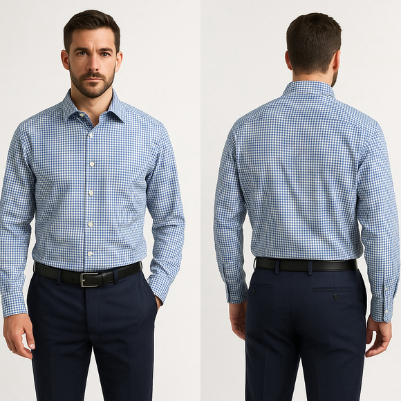 Men's Orvis Casual Button Down Shirt XXL Blue White Gingham